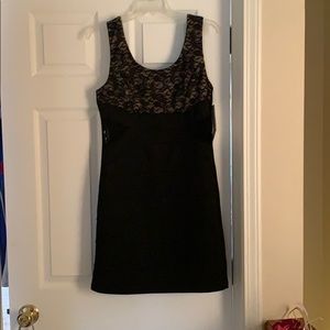 Black with nude lace, fitted, formal dress size 13
